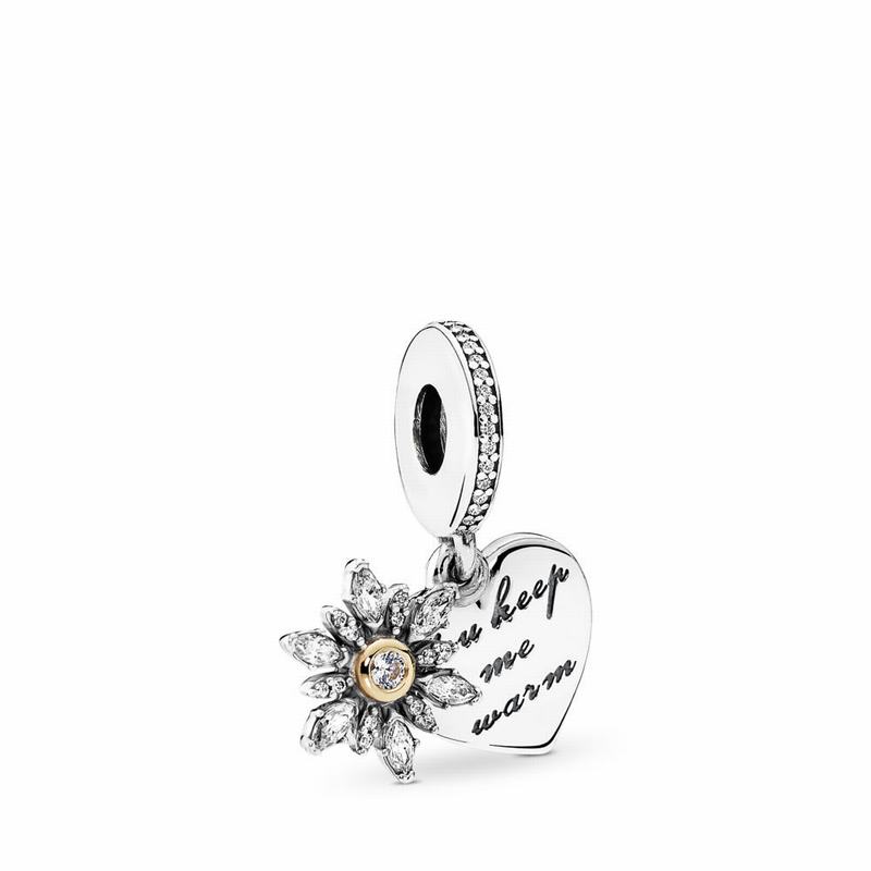 Pandora Snowflake Heart Dangle Charm Ireland - Two Tone/Cubic Zirconia - 025843NXE